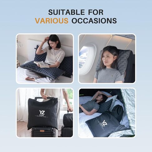 الرغوة الجانبية للوسادة النائمة للذاكرة للرحلات السريعة لوسائد التخييم الداعمة للنوم ، قابلة للتنفس الآلة للتنزه في الطائرات المنزلية والسيارة (أسود ، سفر) in Kuwait