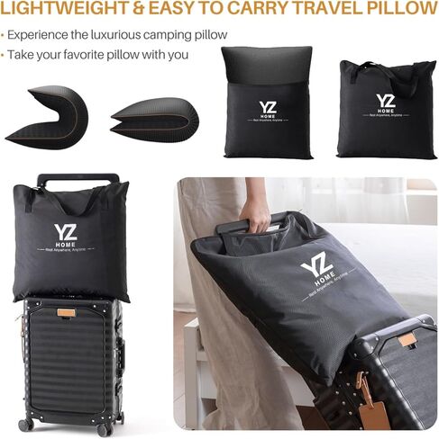 الرغوة الجانبية للوسادة النائمة للذاكرة للرحلات السريعة لوسائد التخييم الداعمة للنوم ، قابلة للتنفس الآلة للتنزه في الطائرات المنزلية والسيارة (أسود ، سفر) in Kuwait