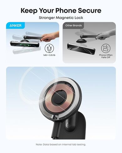 Anker Nano Magnetic Wireless Car Charger, 360° Adjustable Mount Car Charger with Detachable Pad, 15W Qi2 Certified with Alloy Bracket, Fast Charging for iPhone 16/15/14/13/12 Series (Adapter Included) in Saudi Arabia