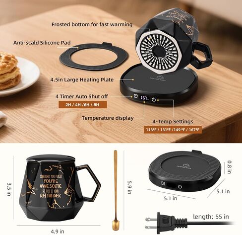 Coffee Mug Warmer Set Smart Electric Heated Cup Beverage Tea Candle Plate in Kuwait