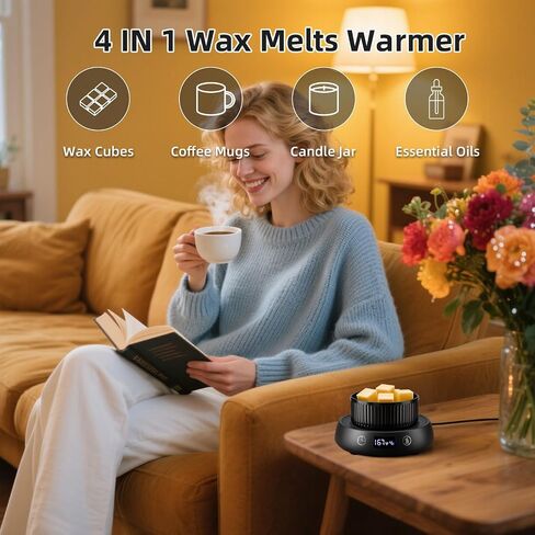 Mug Warmer for Desk, Electric Coffee Cup Warmer 8H Auto Shut Off Candle Warmer for Home Office, Smart Tea Beverage Coffee Warmer with 3 Temperature Setting, Wax Melt Warmer Scented Oil Wax Cube Melter in Kuwait