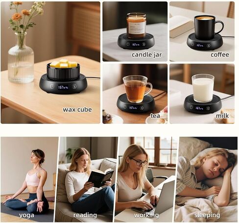 Mug Warmer for Desk, Electric Coffee Cup Warmer 8H Auto Shut Off Candle Warmer for Home Office, Smart Tea Beverage Coffee Warmer with 3 Temperature Setting, Wax Melt Warmer Scented Oil Wax Cube Melter in Kuwait