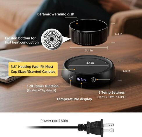 Mug Warmer for Desk, Electric Coffee Cup Warmer 8H Auto Shut Off Candle Warmer for Home Office, Smart Tea Beverage Coffee Warmer with 3 Temperature Setting, Wax Melt Warmer Scented Oil Wax Cube Melter in Kuwait