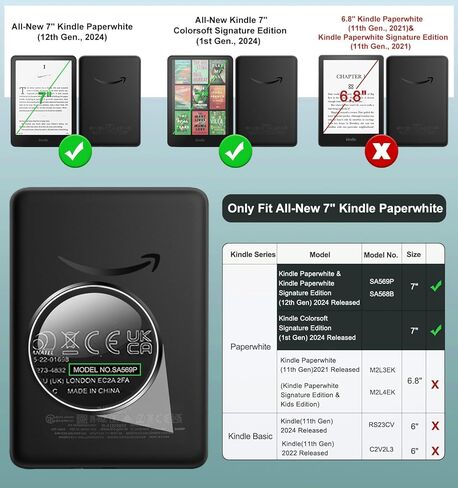 MoKo 2 Pack Screen Protector for 7" Kindle Paperwhite 12th Generation 2024 and Kindle Colorsoft Signature Edition, Anti-Glare Premium PET Protective with Black Frame Matte Screen Protector in Saudi Arabia