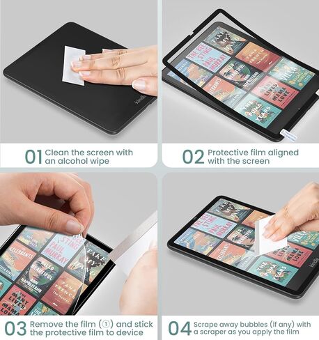 MoKo 2 Pack Screen Protector for 7" Kindle Paperwhite 12th Generation 2024 and Kindle Colorsoft Signature Edition, Anti-Glare Premium PET Protective with Black Frame Matte Screen Protector in Saudi Arabia