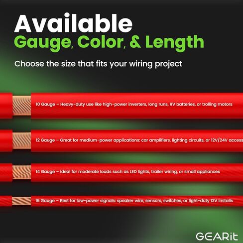 GEARit 14 Gauge Wire (100ft Each - Black/Red) Copper Clad Aluminum CCA - Primary Automotive Power/Ground for Battery Cable, Car Audio, Trailer Harness, Electrical - 200 Feet Total 14ga AWG Wire in Saudi Arabia