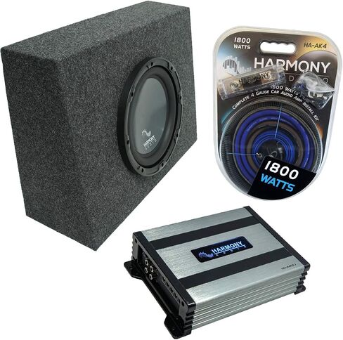 Ammarony Audio متوافق مع Unviersal العادية CAB Truck HA-R104 Single 10 "محملة العلبة الفرعية مع HA-A400.1 مكبر للصوت in Saudi Arabia