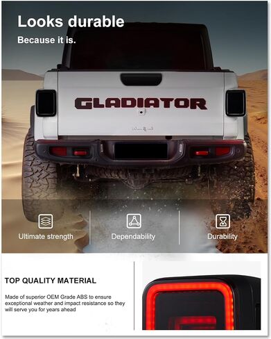 أضواء خلفية LED من Kiwi Master لملحقات Jeep Gladiator JT 2020-2024، عدسة دخان سوداء اللون، زوج in Saudi Arabia