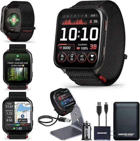 Garmin Venu X1 Thin & Lightweight GPS Smartwatch ، Black | عرض AMOLED ، ميزات الصحة واللياقة المتقدمة ، تتبع النوم ، 100+ تطبيقات رياضية | حزمة السلسلة سلسلة التوقيع in Kuwait