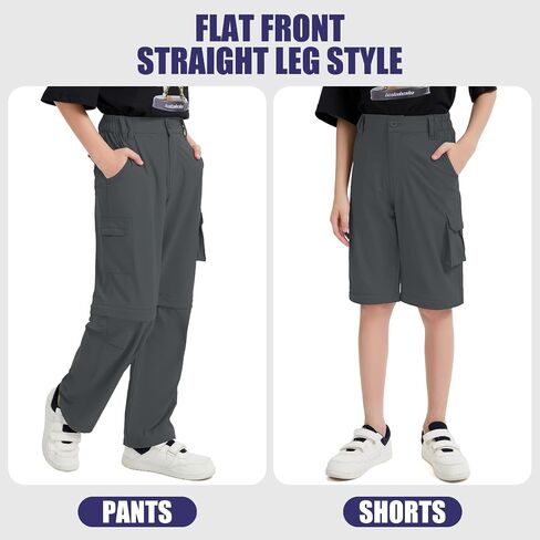 Boys Cargo Pants Kids' Hiking Quick Dry Lightweight Convertible Youth Waterproof Outdoor Camping Fishing Scout Pants in Saudi Arabia