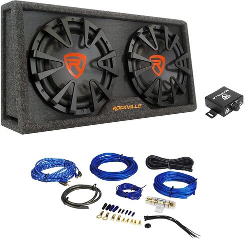 ROCKVILLE RG212CA V2 2000W DUAL 12 "Vateed Powered Car Supwoofer العلبة + طقم أمبير in Saudi Arabia