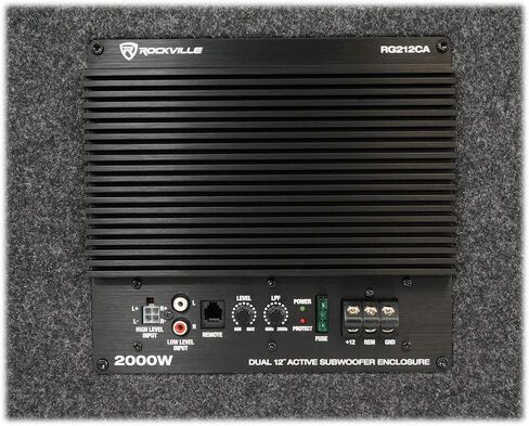 ROCKVILLE RG212CA V2 2000W DUAL 12 "Vateed Powered Car Supwoofer العلبة + طقم أمبير in Saudi Arabia