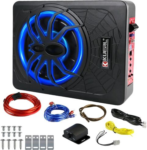 1000 واط ضئيلة تحت مقعد مضخم صوت مدعوم للسيارات ، SUB AUDIO SUB بنيت في مكبر صوت AMP ، مع أنبوب باس LED LED Blue LED (الأسلاك السريعة) in Kuwait