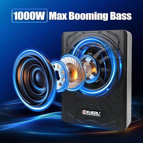 1000 واط ضئيلة تحت مقعد مضخم صوت مدعوم للسيارات ، SUB AUDIO SUB بنيت في مكبر صوت AMP ، مع أنبوب باس LED LED Blue LED (الأسلاك السريعة) in Kuwait