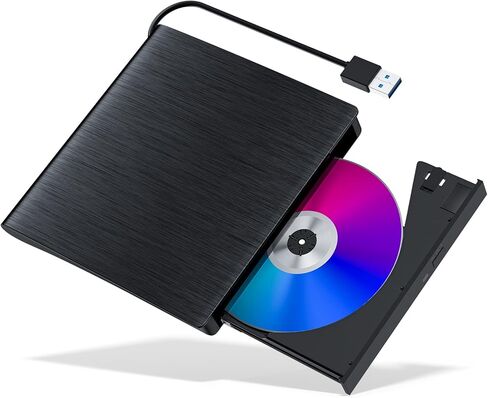 محرك أقراص CD/DVD الخارجية لجهاز الكمبيوتر المحمول USB 3.0 Burner +/- RW DVD Player Player CD ROM REARER PLACE & PLAY لجهاز Windows Mac Linux PC (كل ذلك في 1) in Kuwait