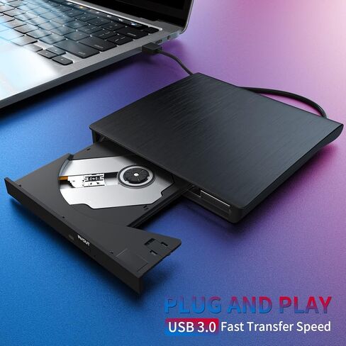 محرك أقراص CD/DVD الخارجية لجهاز الكمبيوتر المحمول USB 3.0 Burner +/- RW DVD Player Player CD ROM REARER PLACE & PLAY لجهاز Windows Mac Linux PC (كل ذلك في 1) in Kuwait