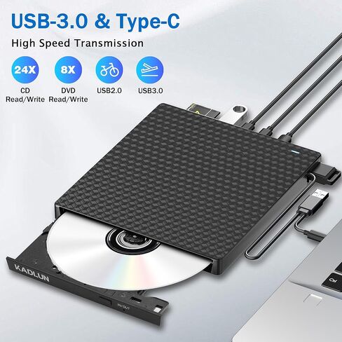 محرك أقراص DVD الخارجي CDD للكمبيوتر المحمول ، محرك أقراص القرص الضوئي USB 3.0 ، 4 منافذ USB وفتحات بطاقة TF/SD ، محرك أقراص CD/DVD CDD CD ROM خارجي لأجهزة الكمبيوتر المحمولة. in Kuwait