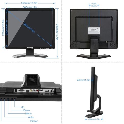 15 بوصة شاشة اللمس مراقبة 1024 × 768 دعم HDMI VGA AV USB BNC ، 10 نقاط شاشة LED TFT TFT للكمبيوتر المحمول PCBOX PS5/PS4 SOSS POS SYSTEMS LOUNSPEAKERS in Kuwait