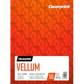 Clearprint 9" x 12" Vellum Pad, 24 lb. / 90 GSM, 50 Sheets/Pad, 1 Each