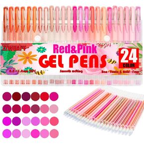 Skin Tone Gel Pens for Coloring Book,72 Color Gel Pens Set including 24 Color Gel Pen with 48 Refills,40% More Ink Colored Gel Pens for Drawing, Doodling, Scrapbook, Journaling