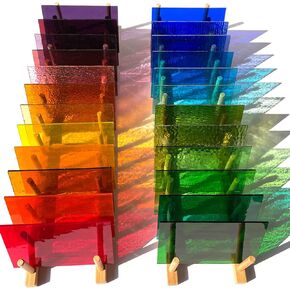 LITMIND 24 Sheets Transparent Stained Glass Variety Pack - 4 x 6 Inch Cathedral Art Glass for Mosaic Crafts & Supplies, Assorted Colors Glass Sheets for Stunning Stained Glass Projects