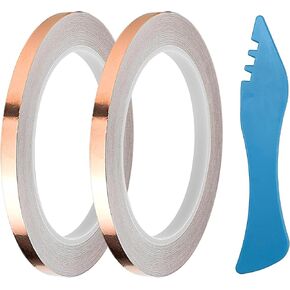 7/32 Inch Silver Backed Copper Foil Tape 2Rolls for Stained Glass,36 Yards