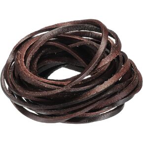 uxcell 3.3 Yards 2mm Flat Leather Cord, Leather Lacing Strips for DIY Crafts Coffee