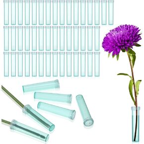 50 Pieces 2.8 Inches Floral Water Tubes Clear Plastic Flower Water Tubes Water Tubes for Flowers Rose Flower Water Vials with Rubber lids Floral Picks for Fresh Flower Arrangement Decoration