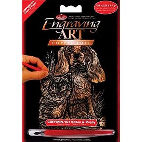 COPMIN-101 Mini Copper Foil Engraving Art Kit, 5 by 7-Inch, Kitten and Puppy