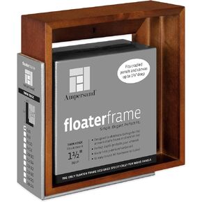 Ampersand Floaterframe Readymade Frame for Flat and 1 1/2" Deep Wood Panel and Canvas Artwork, Paintings, Prints, and More, 6"x6", Walnut Thin