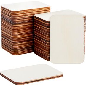 Bright Creations 36 Pack Unfinished Wood Rectangles for Crafts, 2.5 x 3.5 Wooden Cutouts with Rounded Corners for Business Cards, DIY Projects, Gift Tags