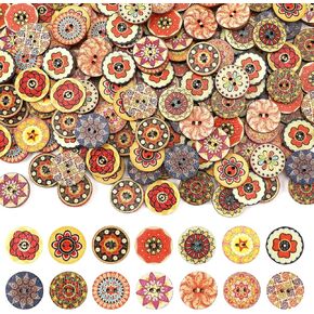 JUNEBRUSHS 260Pcs Easter Wooden Buttons 2 Holes Flowers Butterflies Crosses Chicks Carrots Bunny Wood Sewing Buttons for Easter Decorative DIY Sewing Crafts Handmade Projects