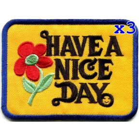 حزمة من 3 أتمنى لك يومًا سعيدًا بشعار السبعينيات الهبي ريترو بوهو الأعشاب الحب المطرزة زين الحديد على التصحيح الجديد in Kuwait