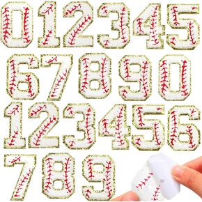 GUNKY 0-9 Number Patches Baseball Patch Self Adhesive Patches Embroidered Patches for DIY Preppy Patches on Hat Jackets Clothing Patches White Baseball Matches