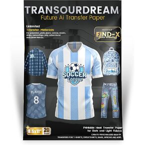 TransOurDream Tru-Heat Transfer Paper for Polycotton Blend and Camouflage Fabrics (FindX, 8.5x11, 20 Sheets) Iron on Transfer Paper for Dark T Shirts Printable Heat Transfer Vinyl for Inkjet Printer