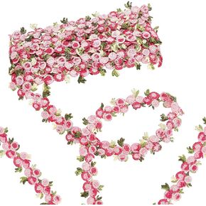 GORGECRAFT 5 Colors Flower Trim Ribbon Floral DIY Lace Applique Sewing Craft Rose Lace Edge Trim Decorating Embroidered Polyester for Wedding Dresses Embellishment DIY Party Decor Clothes, 5 Yards