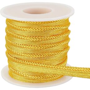 PH PandaHall 10 Yards Golden Twisted Lip Cord Trim 3/8 inch Wide Piping Trim Cord Edge Piping Ribbon Polyester Piping Bias Tape Twisted Cord Trim Ribbon for Clothing Pillows Upholstery Sewing Decor