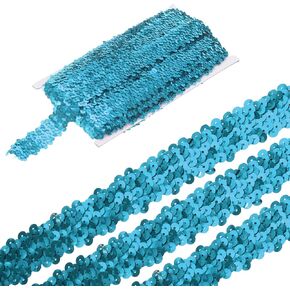 MECCANIXITY 11 Yards 1.2 Inch Elastic Sequins Trim 3 Row Flat Sequin Strip Paillette Sequins Fabric Ribbon for Crafts DIY Sequin Fringe Sewing White