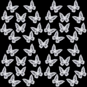 CHENGU 40 Pcs Butterfly Lace Trim Double Layers Organza Butterfly Fabric Embroidery Butterfly Patches Wedding Bridal Dress Embroidered Appliques for Sewing Craft DIY Clothes Hair Accessories Party