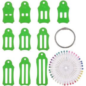 HARFINGTON Roll Sasher Tool Set 10 Size Folding Fabric Biasing Strips with 40pcs Quilting Pins & Storage Chain for Fabric Quilting Sewing Crafting DIY, Green