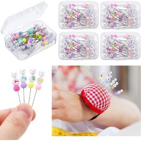 Dingion 104 Pcs Numbered Quilting Pins Alphabet Straight Pins 1.97 Inch Long with Storage Box Colored Heads for Fabric DIY Jewelry Marking Craft Dressmaker