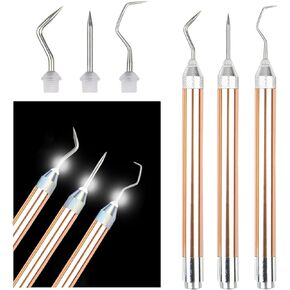 3PCS LED Weeding Tools for Vinyl with Light with Pin and Hook Lighted Pin Pen Weeding Tool for for Removing Iron on Tiny Vinyl Paper Silhouette Cutting Machines Supply (Rose Gold)