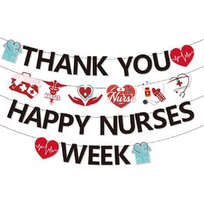 Nurses Week Banner Decorations, Happy Nurses Week Banner, Thank You Nurses Banner Party Decorations for National Nurses Day