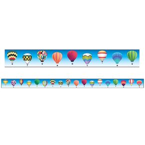 Charles Leonard Borders/Trims, Magnetic, Rectangle Cut, 1.5" x 24", Hot Air Balloon Theme, 12/Bag