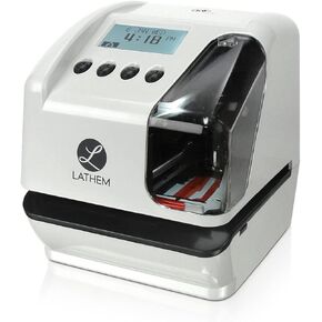 Lathem LT5000 Electronic Multi-Line Date and Numbering Document Stamp Time Clock, Clear, Gray, 7.1" x 6.1" x 7"