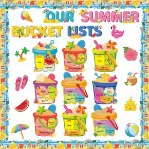 Tenceur 69 Pcs Summer Bulletin Board Decorations Set Our Summer Bucket Lists Cutouts Classroom Door Decor for Teachers Students Summer Hawaiian Party Home Office School Supplies in Saudi Arabia