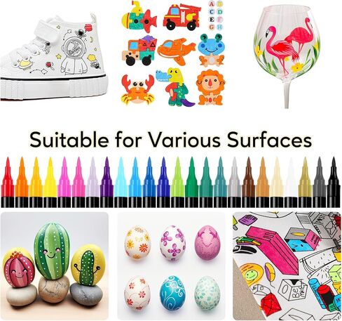 100 Colors Acrylic Paint Markers, Dual Tip with Fine Tip and Brush Tip Pens for Stone, Wood, Calligraphy, Canvas, Ceramic, Metal, Glass, Rock Painting, DIY Crafts Art Supplies Kit in Saudi Arabia