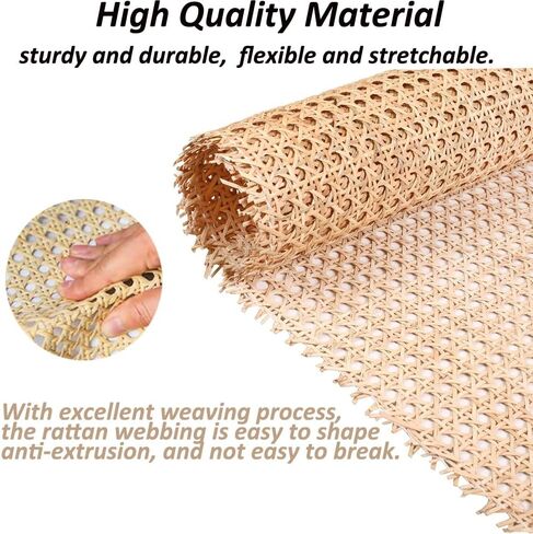24" Rattan Cane Webbing 5Feet, Natural Rattan Roll Cane Webbing Roll, Caning Material, Cane Webbing Sheet, Woven Open Mesh Cane Fabric for Caning DIY Projects, Furniture, Chair, Cabinet in Saudi Arabia