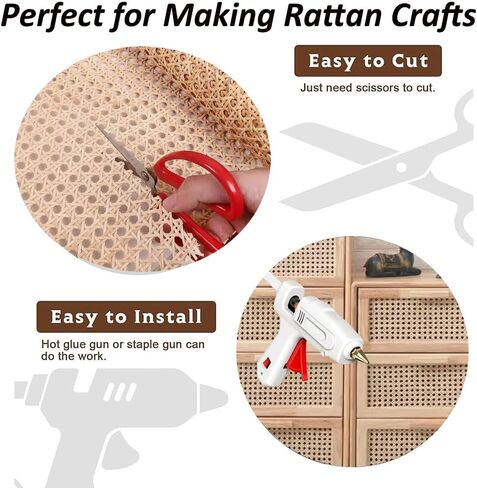 24" Rattan Cane Webbing 5Feet, Natural Rattan Roll Cane Webbing Roll, Caning Material, Cane Webbing Sheet, Woven Open Mesh Cane Fabric for Caning DIY Projects, Furniture, Chair, Cabinet in Saudi Arabia