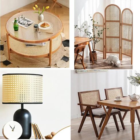 24" Rattan Cane Webbing 5Feet, Natural Rattan Roll Cane Webbing Roll, Caning Material, Cane Webbing Sheet, Woven Open Mesh Cane Fabric for Caning DIY Projects, Furniture, Chair, Cabinet in Saudi Arabia